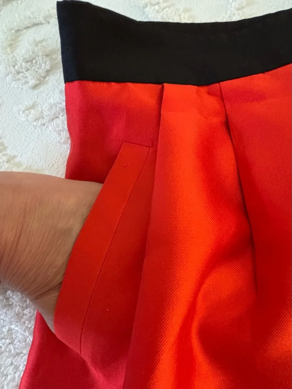kate spade Skirt Silk Blend Red Pink Black Grosgrain Bow A-Line Pockets lined 12